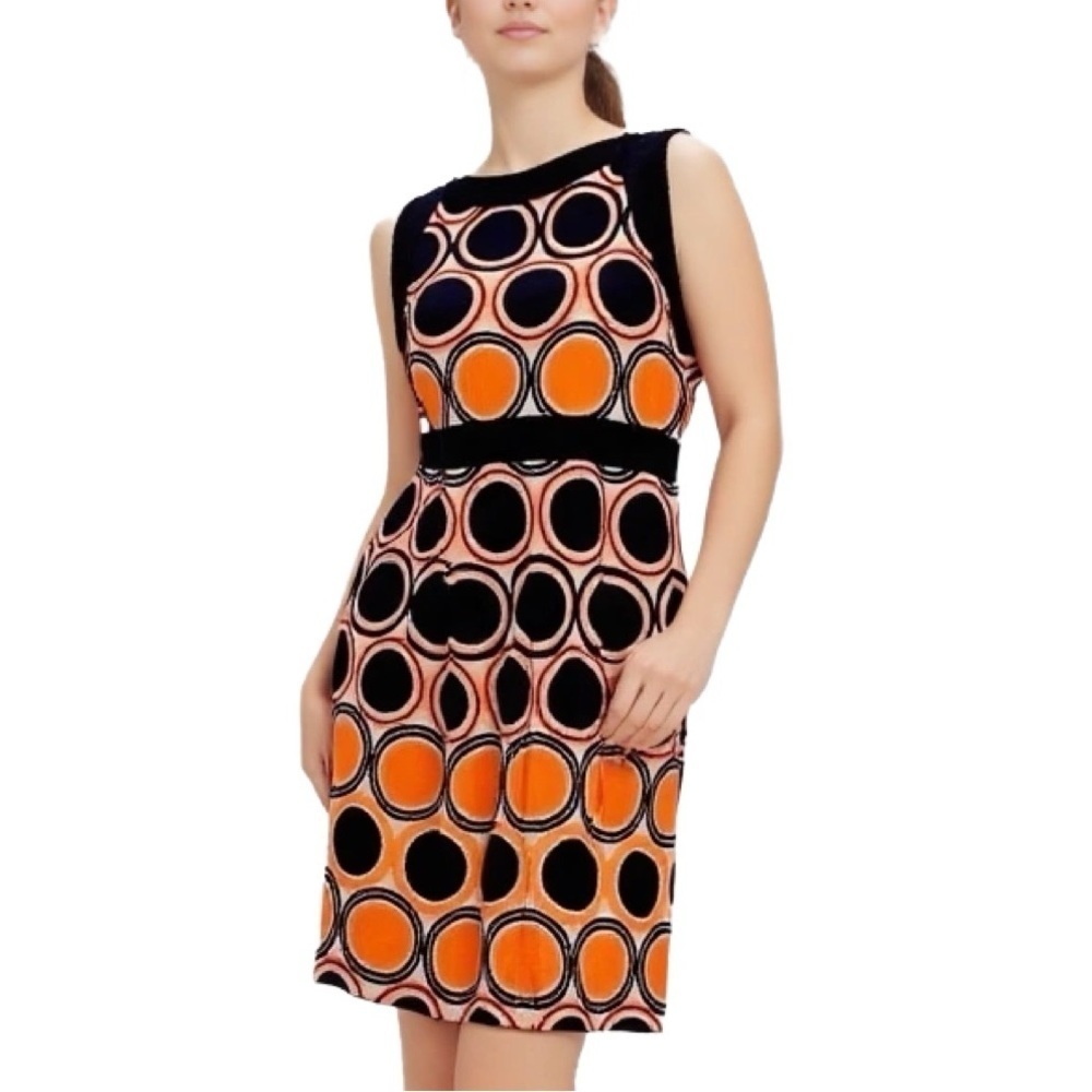 Banana Republic Geometric Pattern Dress in Orange & Navy Size XXS